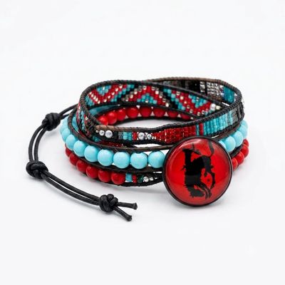 Pendleton Round-Up Red Bucking Horse Wrap Bracelet