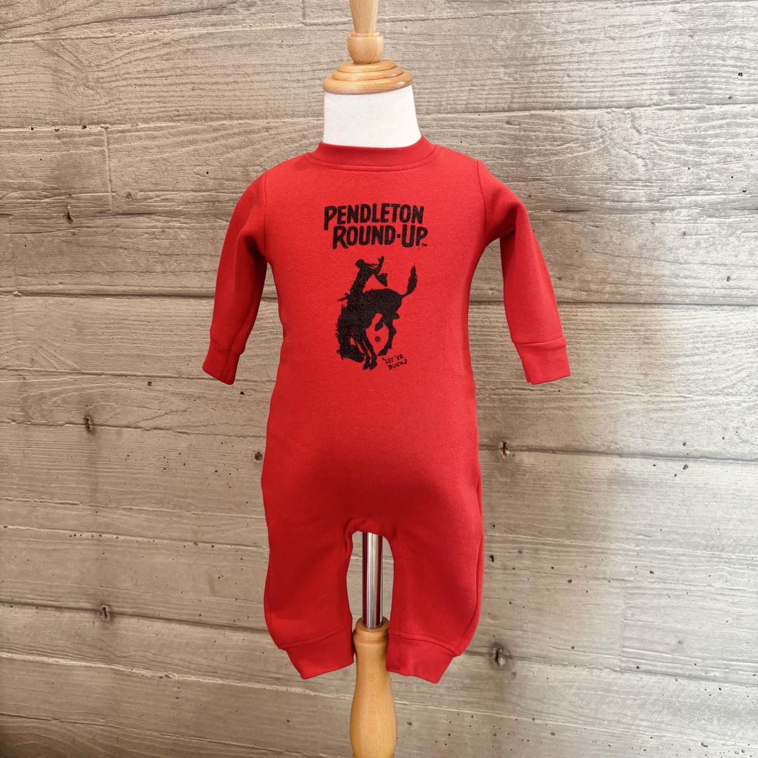 Infant Pendleton Round-Up Red Fleece Romper
