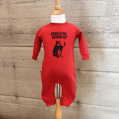 Infant Pendleton Round-Up Red Fleece Romper