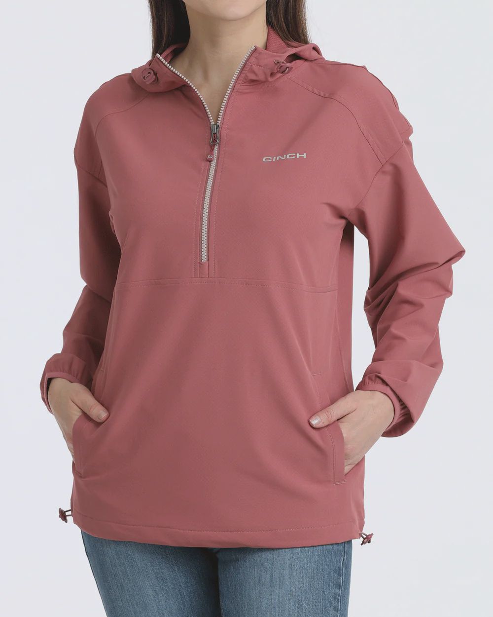 Ladies Cinch Pendleton Round-Up Dusty Rose 1/2 Zip Pullover
