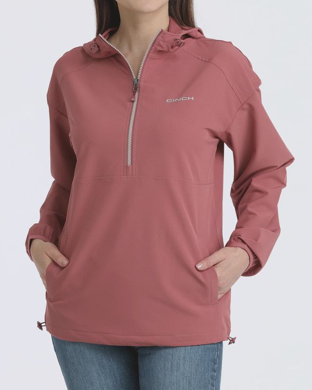 Ladies Cinch Pendleton Round-Up Dusty Rose 1/2 Zip Pullover