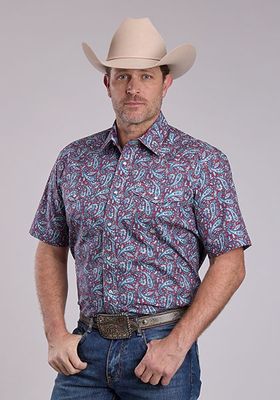 Men's Roper Pendleton Round-Up Bandana Paisley Short Sleeve Snap
