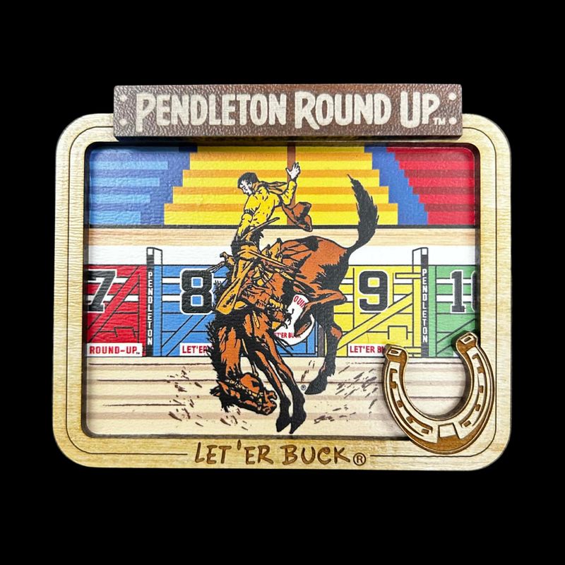 Pendleton Round-Up Wooden  3D Chutes Magnet