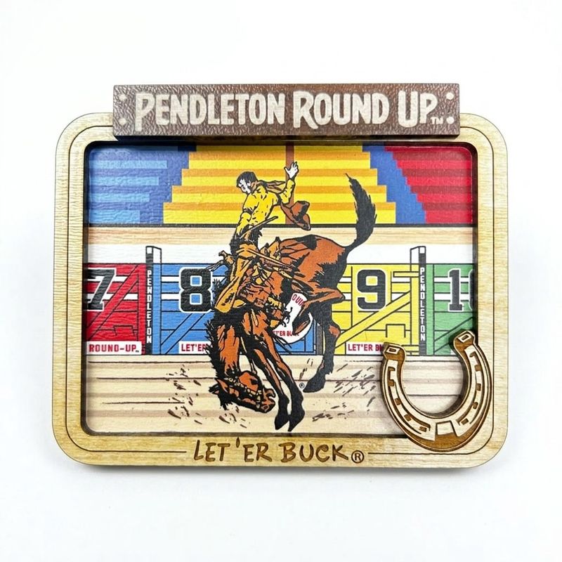 Pendleton Round-Up Wooden  3D Chutes Magnet