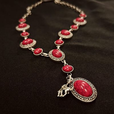 Pendleton Round-Up Pink  Turquoise Western Necklace