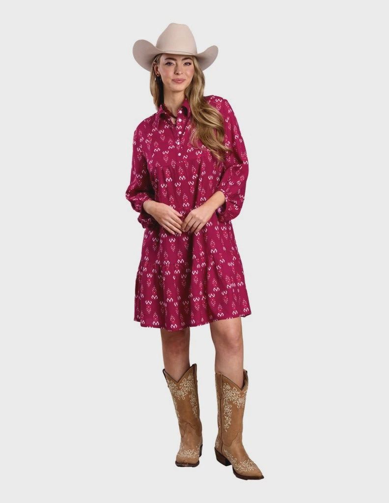 Ladies Roper Pendleton Round-Up Raspberry Ikat Dress