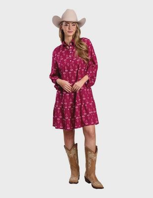 Ladies Roper Pendleton Round-Up Raspberry Ikat Dress