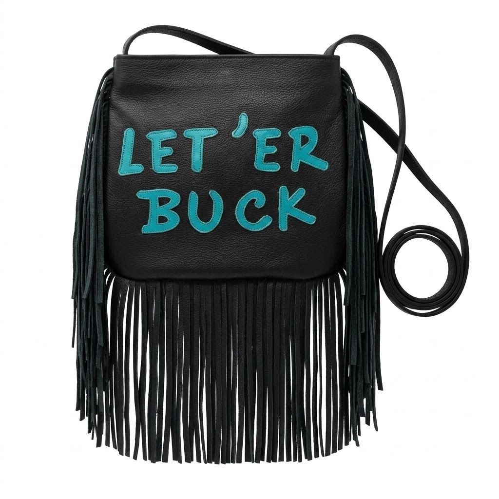 Pendleton Round-Up Black and Teal Leather Let 'er Buck Purse