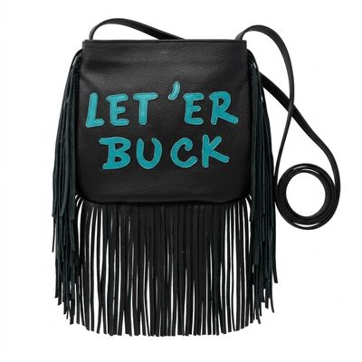 Pendleton Round-Up Black and Teal Leather Let 'er Buck Purse
