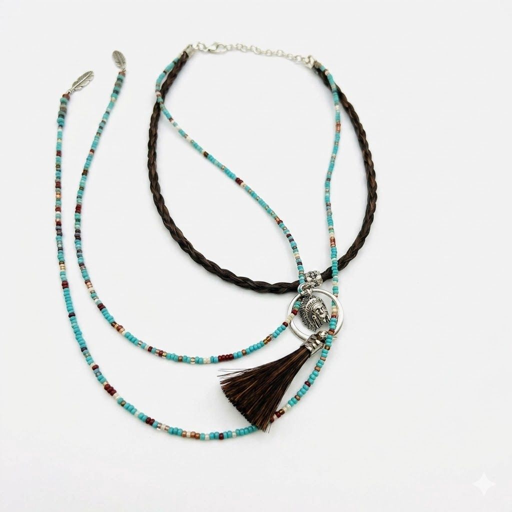Happy Canyon Turquoise Lariat Horse Hair Necklace