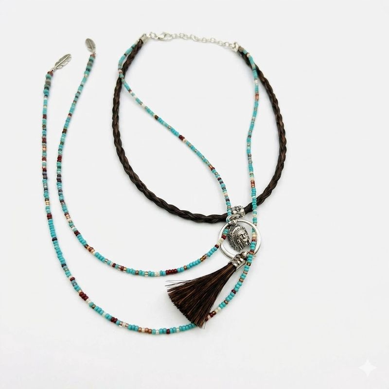 Happy Canyon Turquoise Lariat Horse Hair Necklace