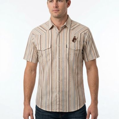 Men's Hooey Pendleton Round-Up Vertical Stripe Short Sleeve Snap