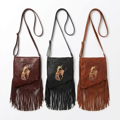 Pendleton Round-Up Scully Soft Leather Fringe Bucking Horse Crossbody Handbag