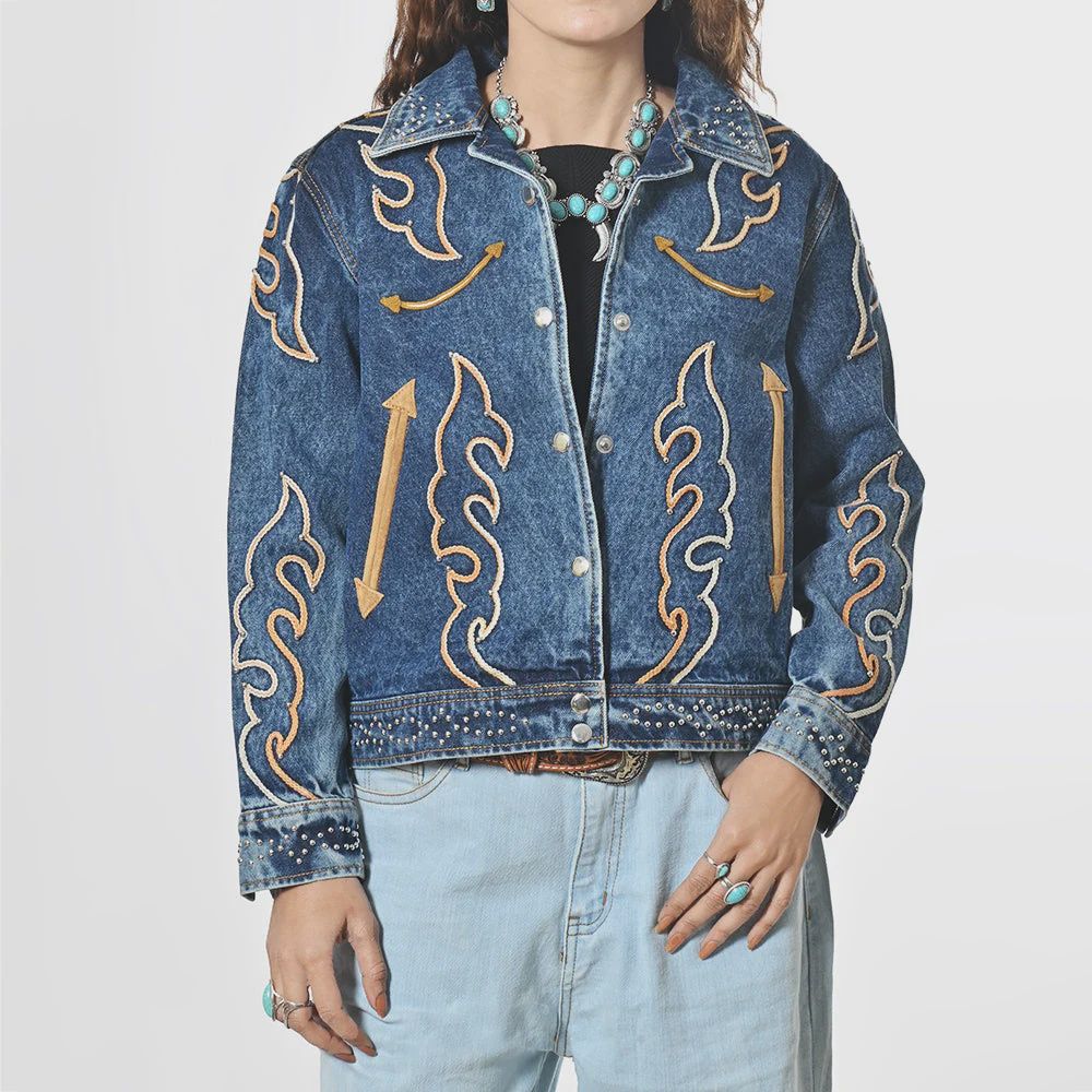 Ladies American Darling Pendleton Round-Up Boot Stitch Denim Jacket