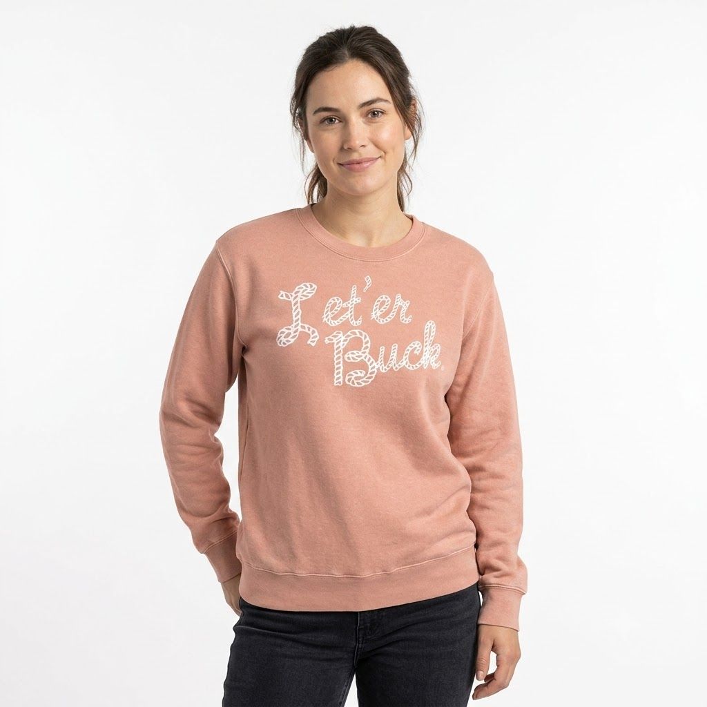 Pendleton Round-Up Let 'er Buck Rope Peach Crewneck