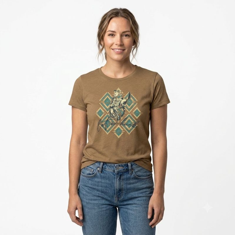 Ladies Pendleton Round-Up Beaded Warrior Tee