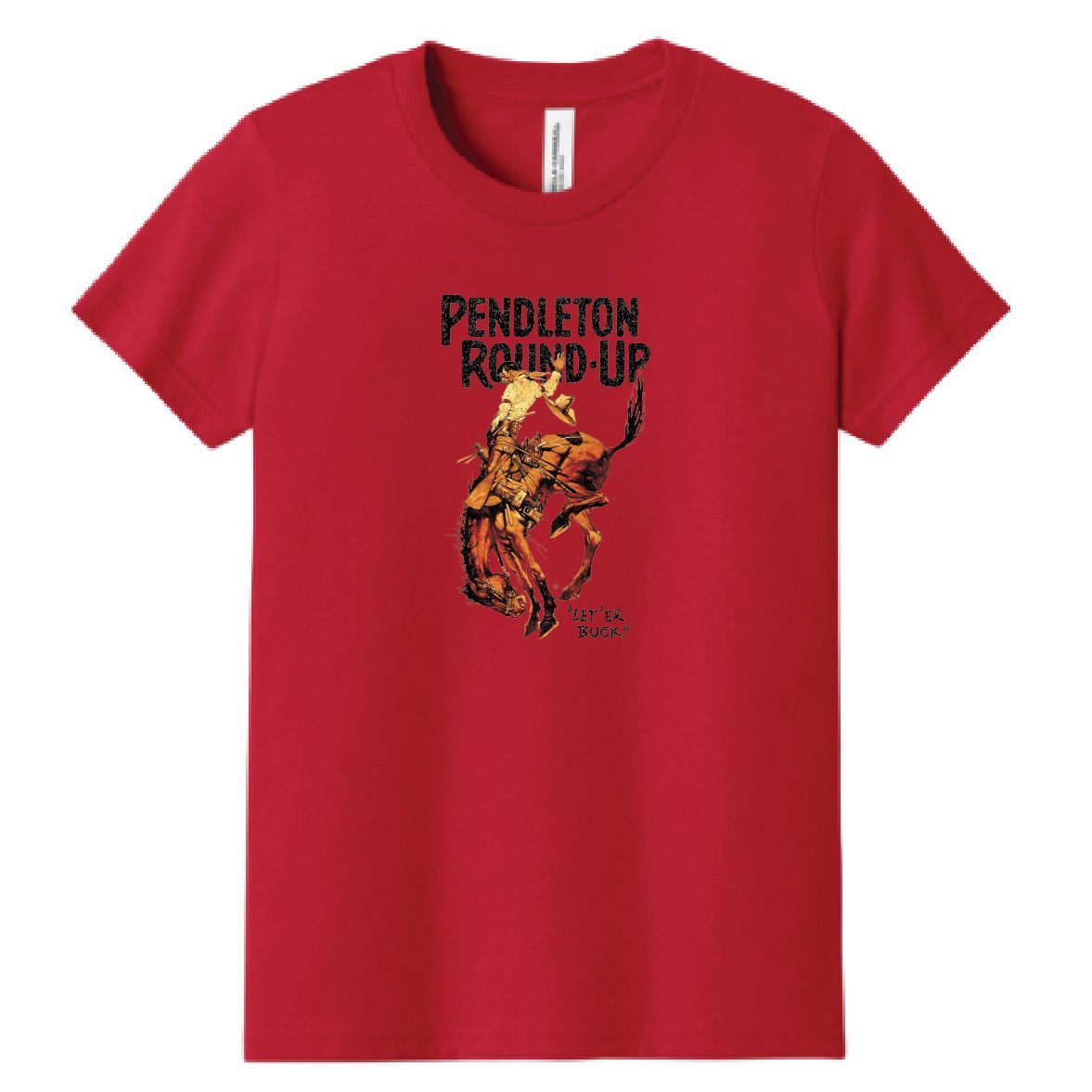 Youth Pendleton Round-Up Red Full Color Bucking Horse Tee, size: S