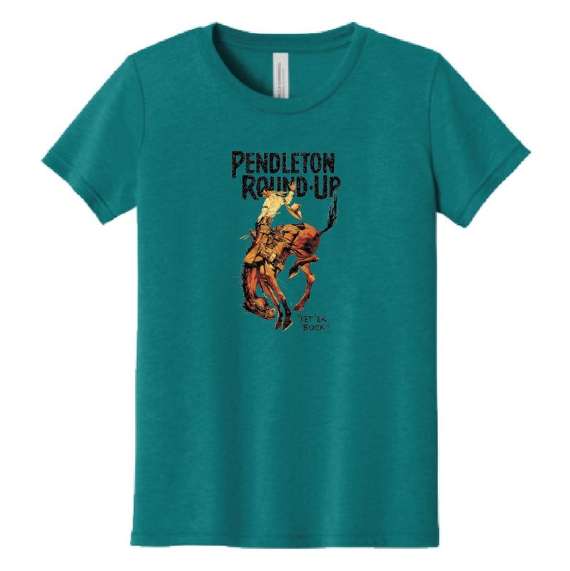 Youth Pendleton Round-Up Teal Full Color Bucking Horse Tee