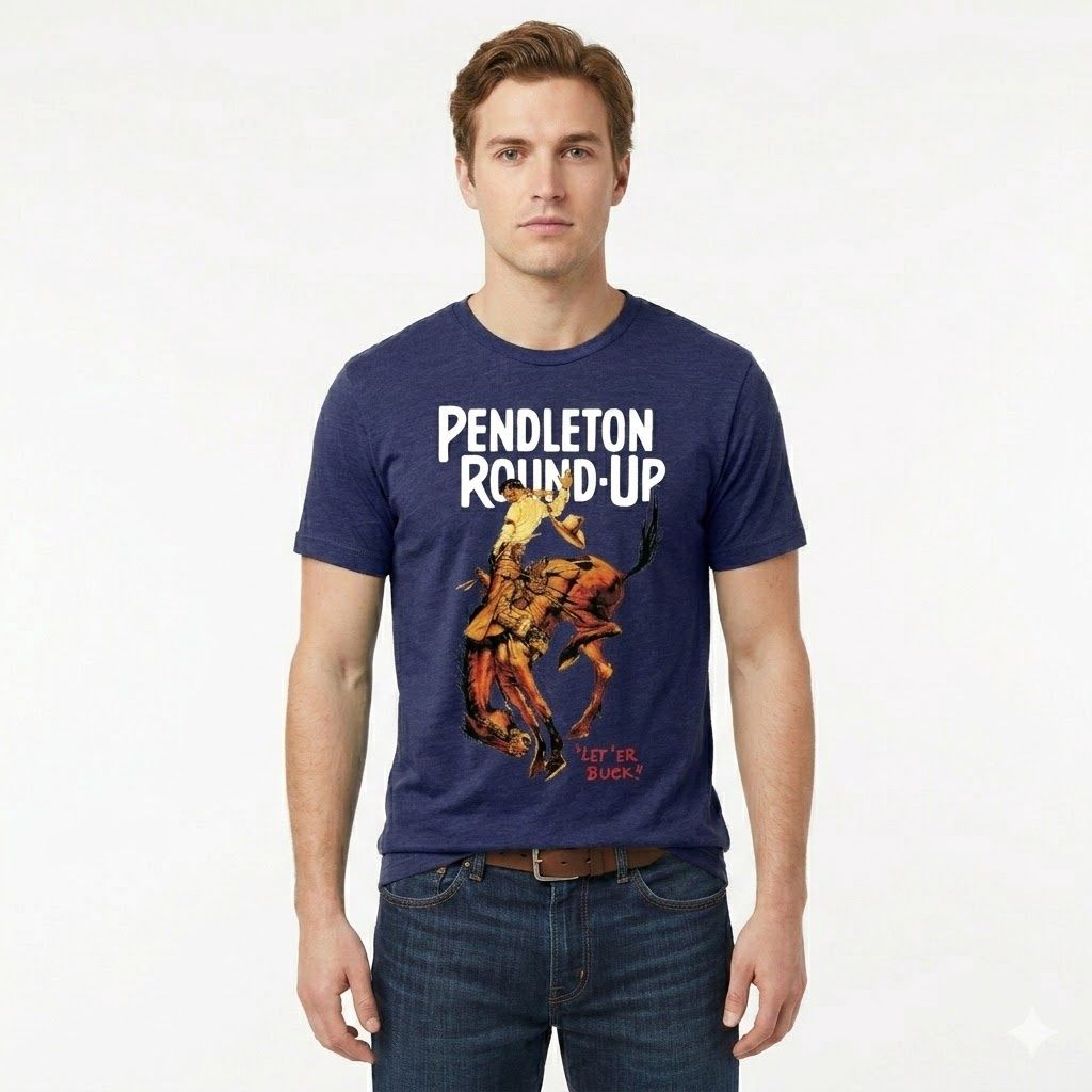 Pendleton Round-Up Navy Full Color Bucking Horse Tee
