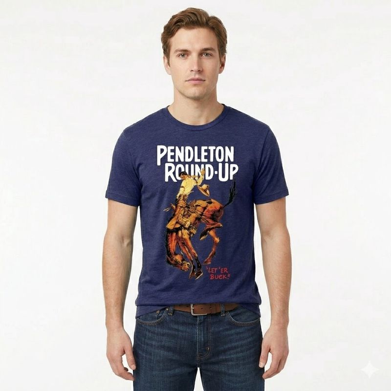 Pendleton Round-Up Navy Full Color Bucking Horse Tee