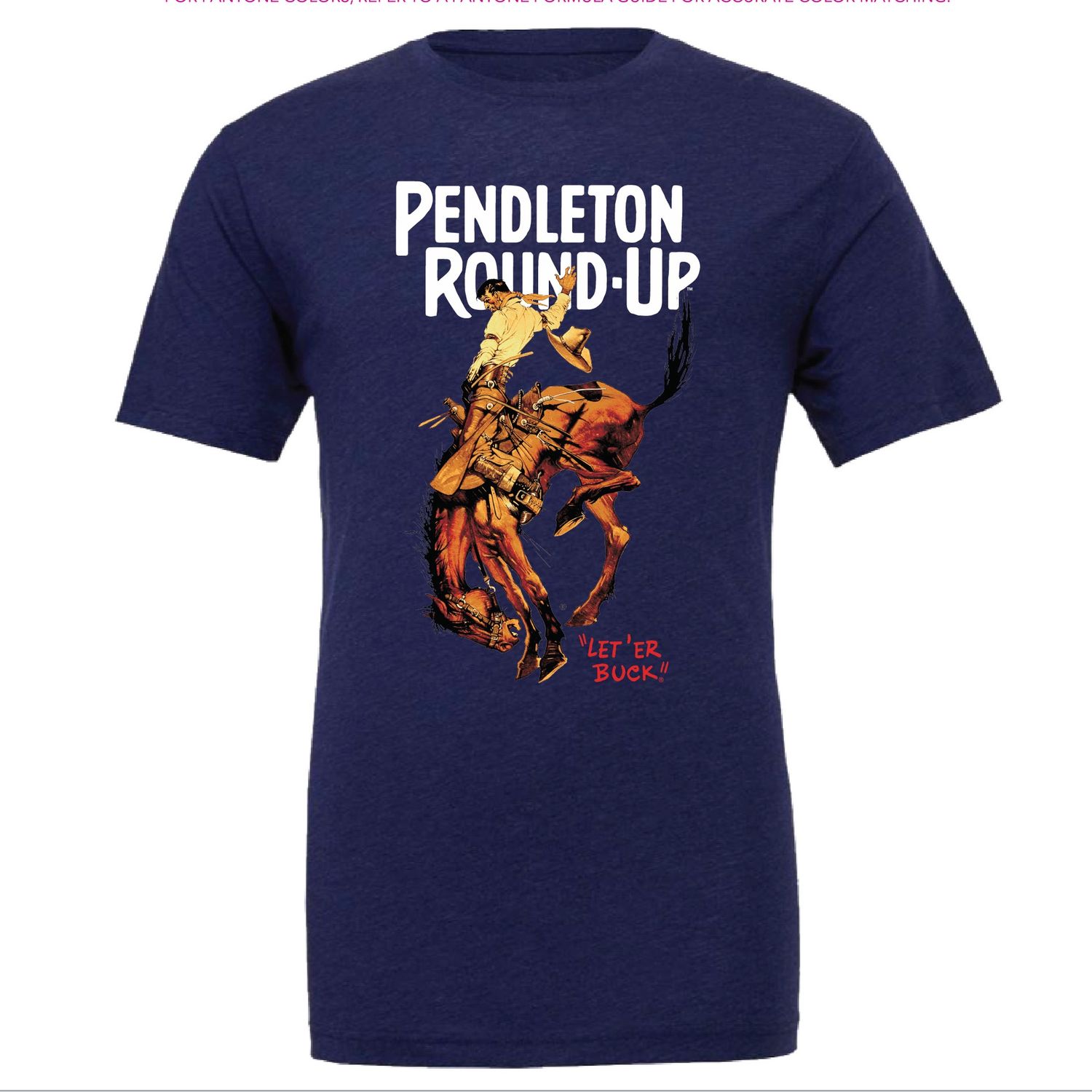Pendleton Round-Up Navy Full Color Bucking Horse Tee, size: S