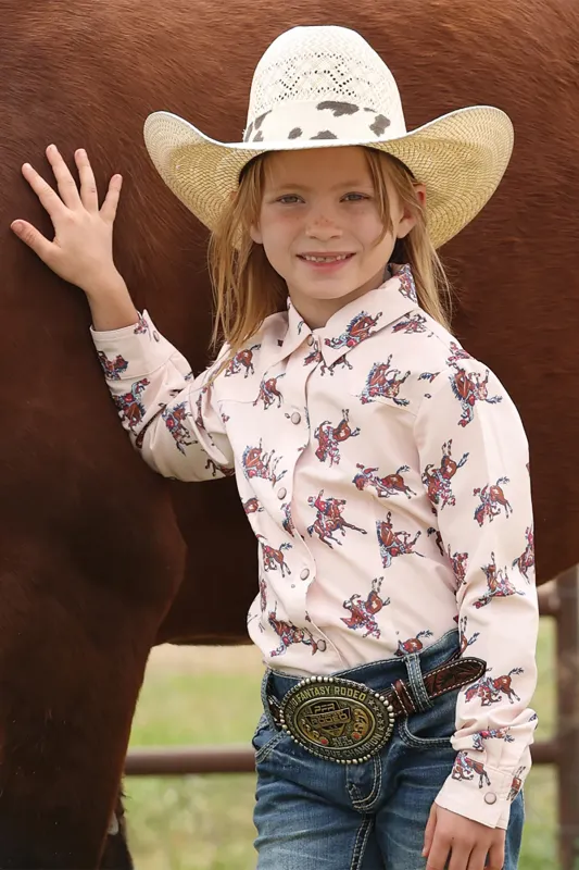 Youth Cruel Girls Pendleton Round-Up Pink Cowboy Long Sleeve Snap
