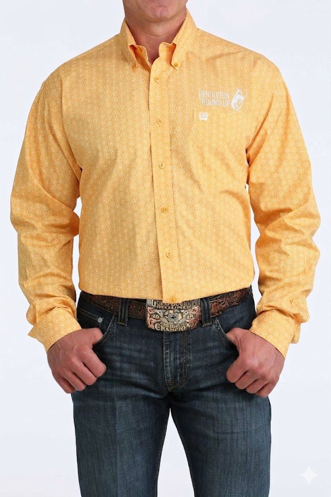 Men's Cinch Pendleton Round-Up Gold Circle Long Sleeve Button Up