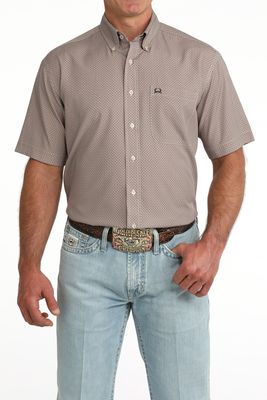 Men's Cinch Pendleton Round-Up Brown Arenaflex Vented Short Sleeve Button Up