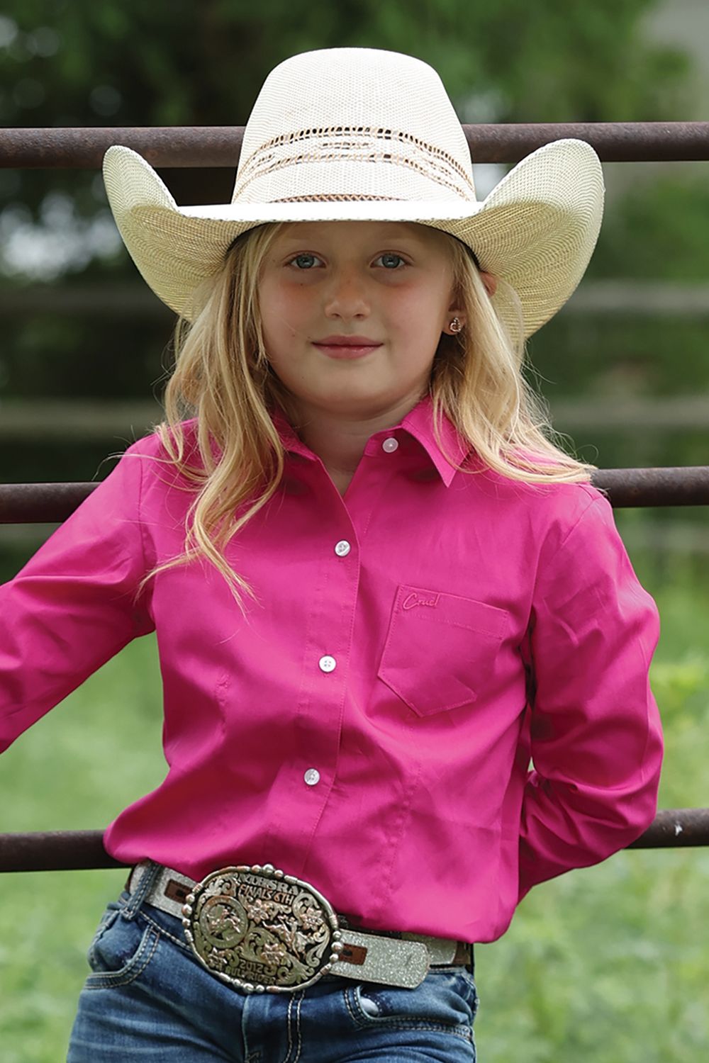 Youth Cruel Girls Pendleton Round-Up Pink Long Sleeve Button