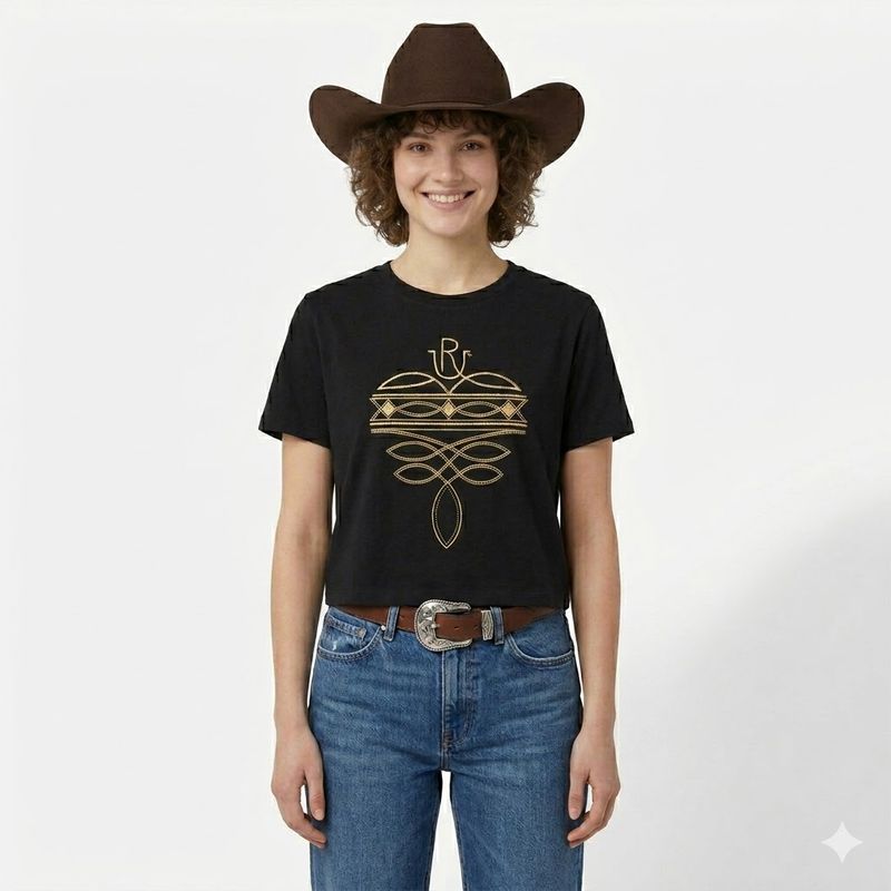 Ladies Pendleton Round-Up RU Boot Stitch Tee