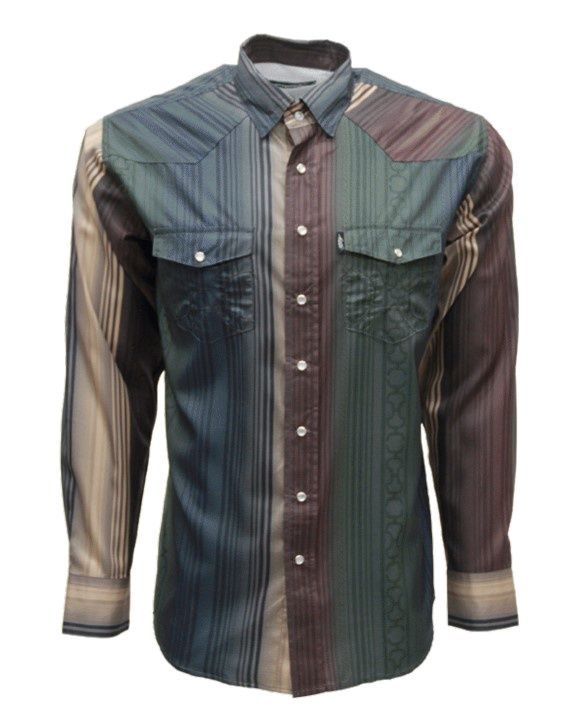 Men's Hooey Pendleton Round-Up Maroon Stripe Sol Long Sleeve Snap