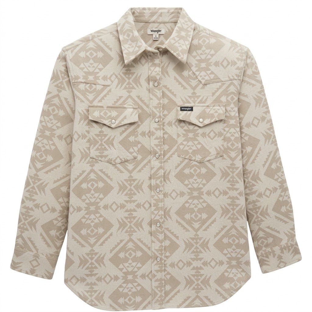 Ladies Wrangler Pendleton Round-Up Cream Aztec Shacket