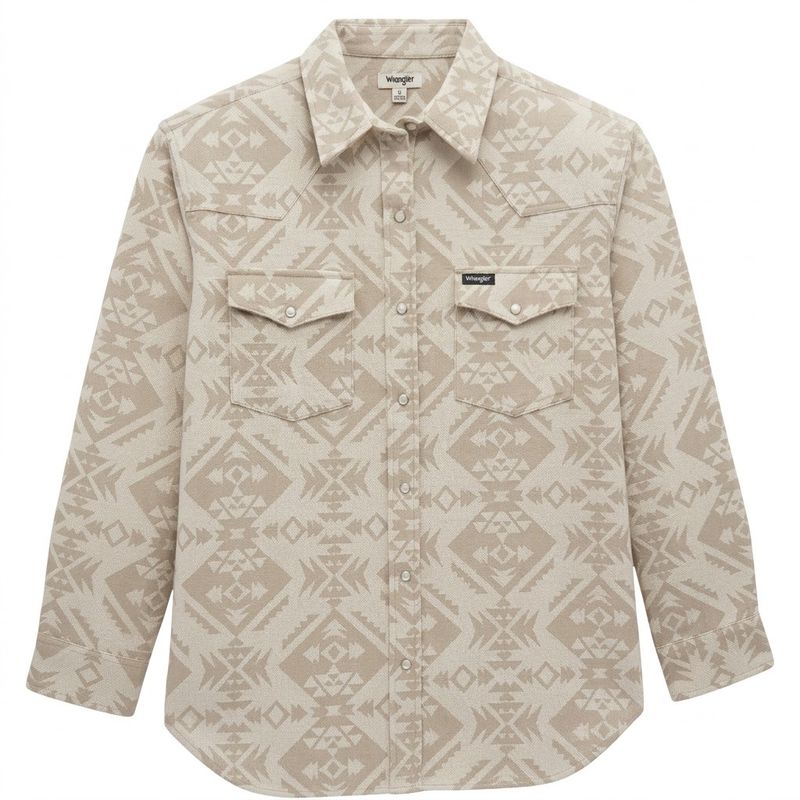 Ladies Wrangler Pendleton Round-Up Cream Aztec Shacket