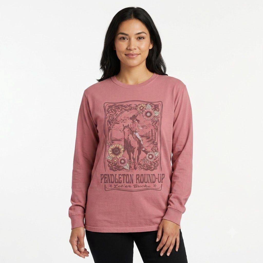 Pendleton Round-Up Dusty Rose Tipton Cowgirl Long Sleeve Tee