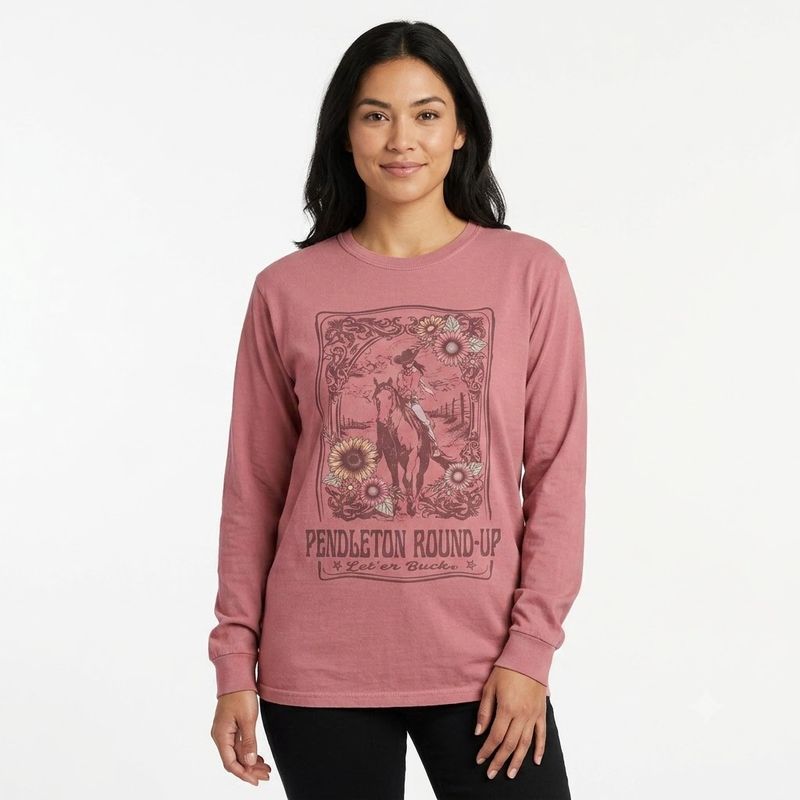 Pendleton Round-Up Dusty Rose Tipton Cowgirl Long Sleeve Tee