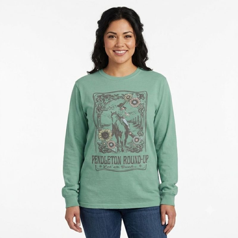 Pendleton Round-Up Lagoon Tipton Cowgirl Long Sleeve Tee