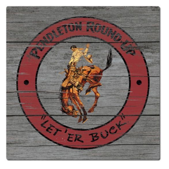 Pendleton Round-Up Wood Coaster w/ Bottle Opener