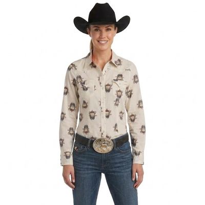 Ladies Tin Haul Pendleton Round-Up Skull Long Sleeve Snap
