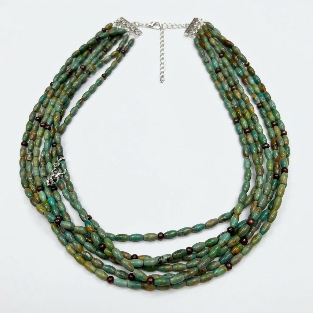 Pendleton Round-Up Green Turquoise Tube Necklace