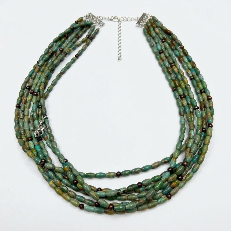 Pendleton Round-Up Green Turquoise Tube Necklace