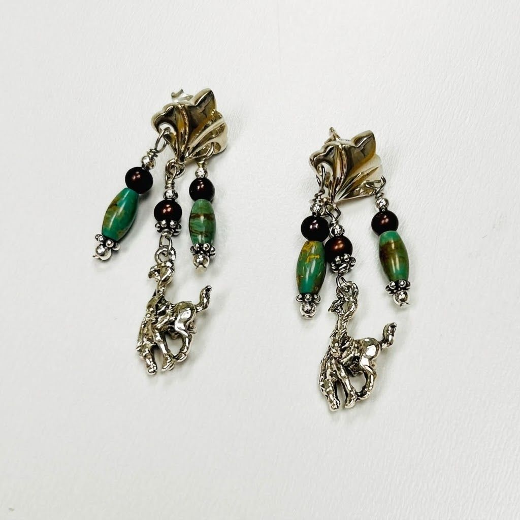 Pendleton Round-Up Green Turquoise Tube Earrings