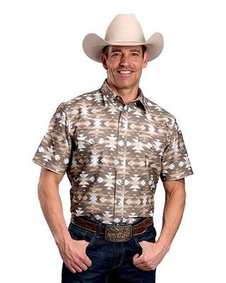 Men's Roper Pendleton Round-Up Brown Aztec Short Sleeve Snap