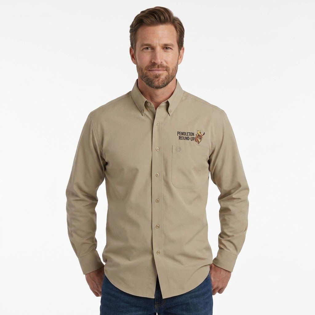 Men's Cinch Pendleton Round-Up Khaki Arenaflex Long Sleeve Button Up