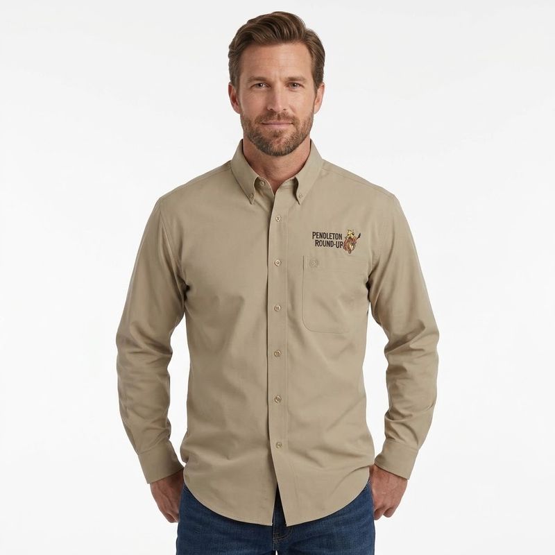 Men's Cinch Pendleton Round-Up Khaki Arenaflex Long Sleeve Button Up