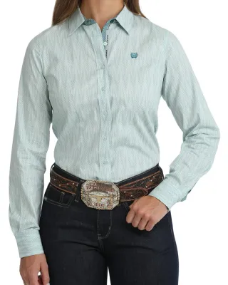 Ladies Cinch Pendleton Round-Up Green Chevron Long Sleeve Button Up