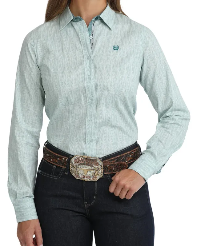 Ladies Cinch Pendleton Round-Up Green Chevron Long Sleeve Button Up