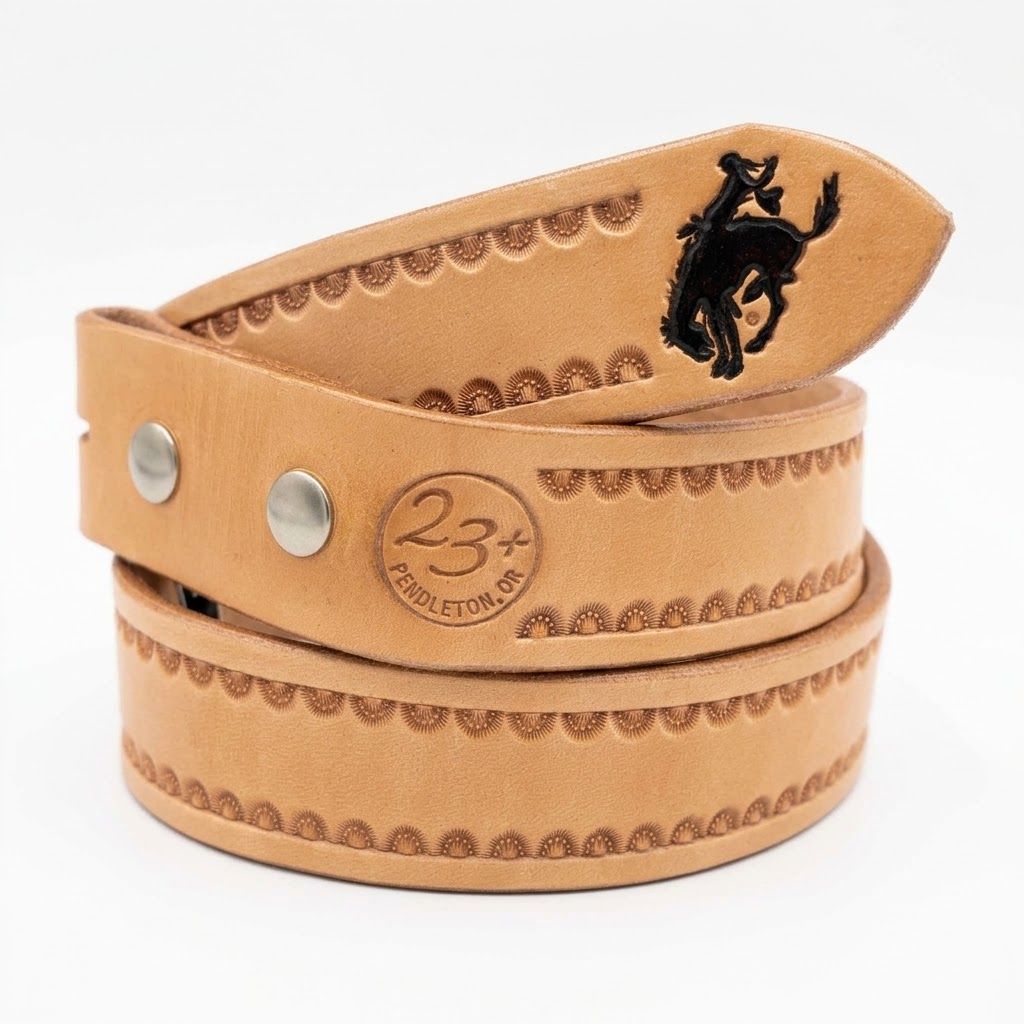 Pendleton Round-Up Hand Tooled Leather Belt, size: 30