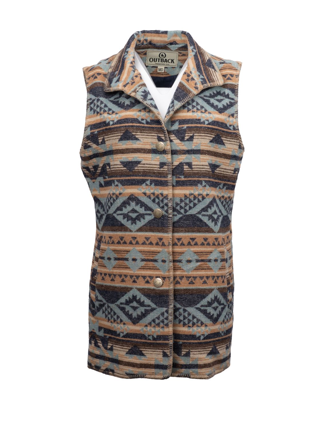 Ladies Outback Pendleton Round-Up Light Blue Stockard Vest