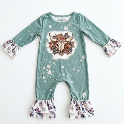 Infant Girls MontanaCo Pendleton Round-Up Skull Ruffle Onesie