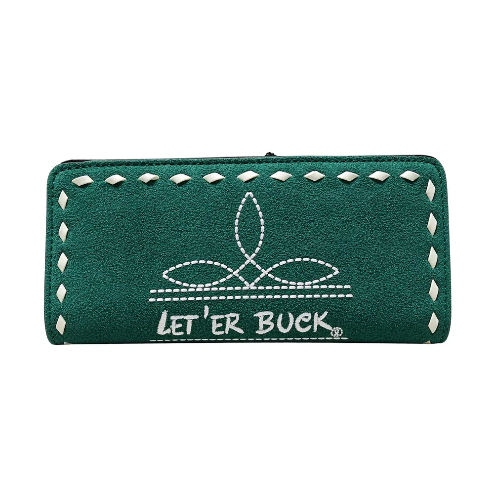 Pendleton Round-Up Teal Suede Boot Stitch Wallet